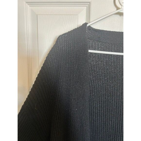 Black Cable Knit Drop Shoulder Cardigan 2xl - Picture 2 of 4